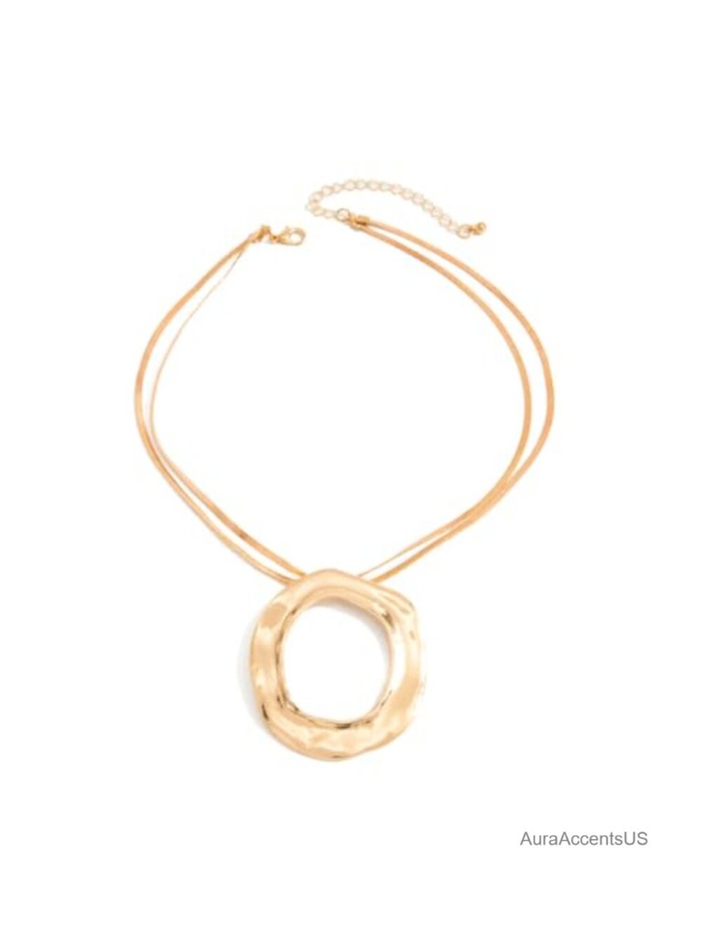 Oversized Chunky Irregular Round Pendant Necklace Snake Chain Geometric